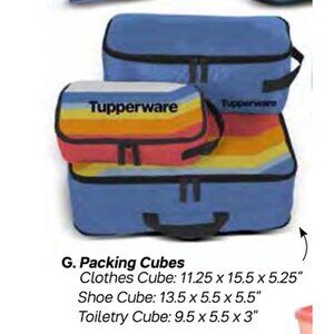 Vintage Tupperware 3 Piece Travel Organizer Packing Cubes Set Multicolor